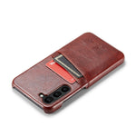 Fierre Shann Custodia per telefono in pelle con texture cerata ad olio con slot per schede, For Samsung Galaxy S23 5G, For Samsung Galaxy S23+ 5G, For Samsung Galaxy S23 Ultra 5G