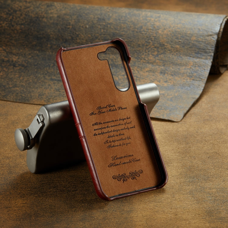 Fierre Shann Custodia per telefono in pelle con texture cerata ad olio con slot per schede, For Samsung Galaxy S23 5G, For Samsung Galaxy S23+ 5G, For Samsung Galaxy S23 Ultra 5G
