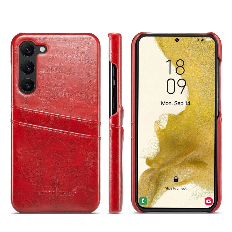 Fierre Shann Custodia per telefono in pelle con texture cerata ad olio con slot per schede, For Samsung Galaxy S23 5G, For Samsung Galaxy S23+ 5G, For Samsung Galaxy S23 Ultra 5G