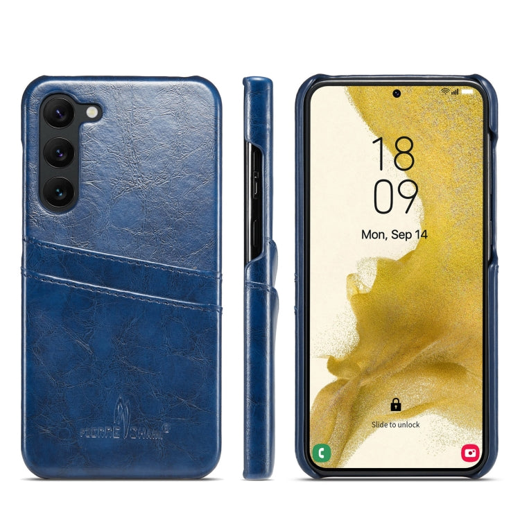 Fierre Shann Custodia per telefono in pelle con texture cerata ad olio con slot per schede, For Samsung Galaxy S23 5G, For Samsung Galaxy S23+ 5G, For Samsung Galaxy S23 Ultra 5G