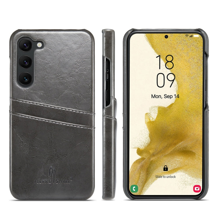 Fierre Shann Custodia per telefono in pelle con texture cerata ad olio con slot per schede, For Samsung Galaxy S23 5G, For Samsung Galaxy S23+ 5G, For Samsung Galaxy S23 Ultra 5G