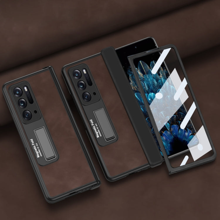 Custodia per telefono all-inclusive con texture Napa integrata, For OPPO Find N