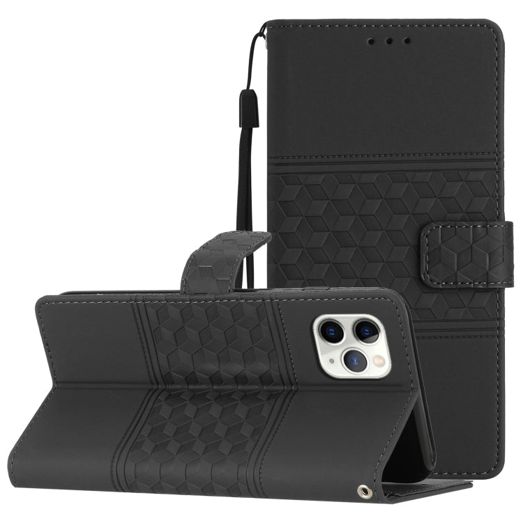 Custodia per telefono in pelle con effetto pelle goffrata a diamante con cordino, For iPhone 11, For iPhone 11 Pro, For iPhone 11 Pro Max, For iPhone 12 mini