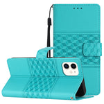 Custodia per telefono in pelle con effetto pelle goffrata a diamante con cordino, For iPhone 11, For iPhone 11 Pro, For iPhone 11 Pro Max, For iPhone 12 mini