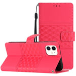 Custodia per telefono in pelle con effetto pelle goffrata a diamante con cordino, For iPhone 11, For iPhone 11 Pro, For iPhone 11 Pro Max, For iPhone 12 mini