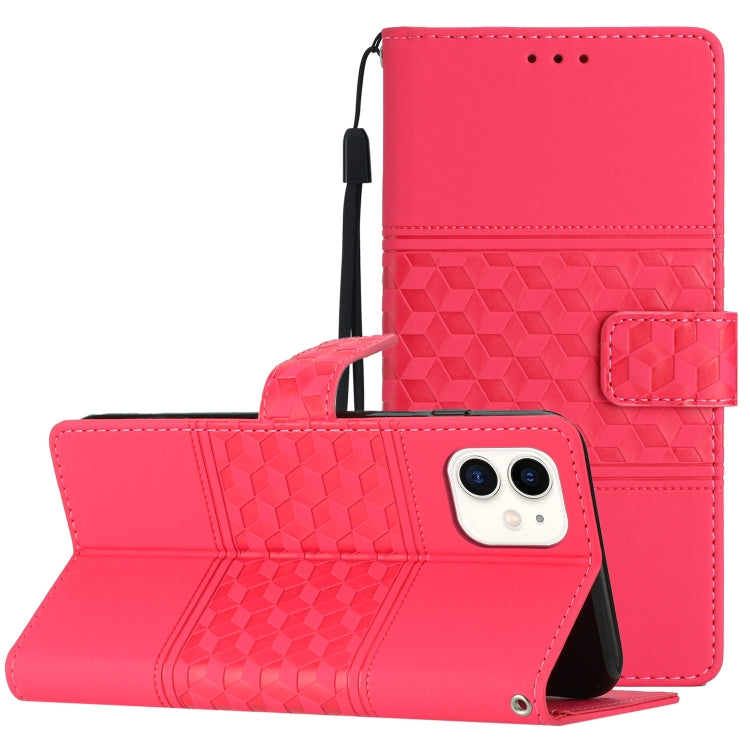 Custodia per telefono in pelle con effetto pelle goffrata a diamante con cordino, For iPhone 11, For iPhone 11 Pro, For iPhone 11 Pro Max, For iPhone 12 mini