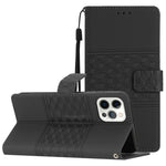Custodia per telefono in pelle con effetto pelle goffrata a diamante con cordino, For iPhone 12 Pro, For iPhone 12 Pro Max, For iPhone 13, For iPhone 13 mini