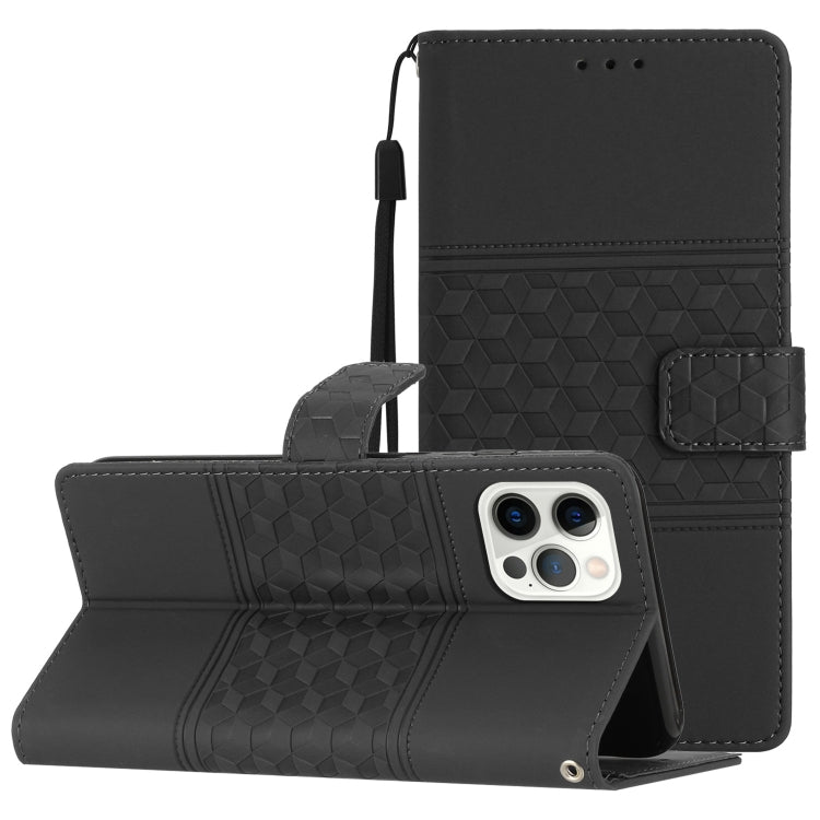 Custodia per telefono in pelle con effetto pelle goffrata a diamante con cordino, For iPhone 12 Pro, For iPhone 12 Pro Max, For iPhone 13, For iPhone 13 mini