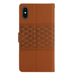 Custodia per telefono in pelle con effetto pelle goffrata a diamante con cordino, For iPhone XS Max