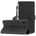 Custodia per telefono in pelle con effetto pelle goffrata a diamante con cordino, For iPhone XS Max