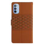 Custodia per telefono in pelle con effetto pelle goffrata a diamante con cordino, For Motorola Moto G62, For Motorola Moto One Action