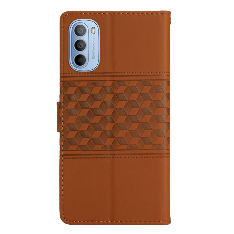 Custodia per telefono in pelle con effetto pelle goffrata a diamante con cordino, For Motorola Moto G62, For Motorola Moto One Action