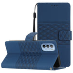 Custodia per telefono in pelle con effetto pelle goffrata a diamante con cordino, For Motorola Moto G62, For Motorola Moto One Action
