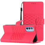 Custodia per telefono in pelle con effetto pelle goffrata a diamante con cordino, For Motorola Moto G62, For Motorola Moto One Action