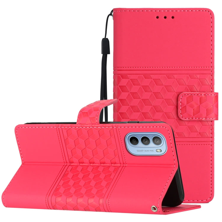 Custodia per telefono in pelle con effetto pelle goffrata a diamante con cordino, For Motorola Moto G62, For Motorola Moto One Action