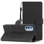 Custodia per telefono in pelle con effetto pelle goffrata a diamante con cordino, For Motorola Moto G62, For Motorola Moto One Action