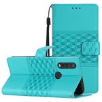 Custodia per telefono in pelle con effetto pelle goffrata a diamante con cordino, For Motorola Moto G62, For Motorola Moto One Action