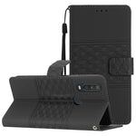 Custodia per telefono in pelle con effetto pelle goffrata a diamante con cordino, For Motorola Moto G62, For Motorola Moto One Action