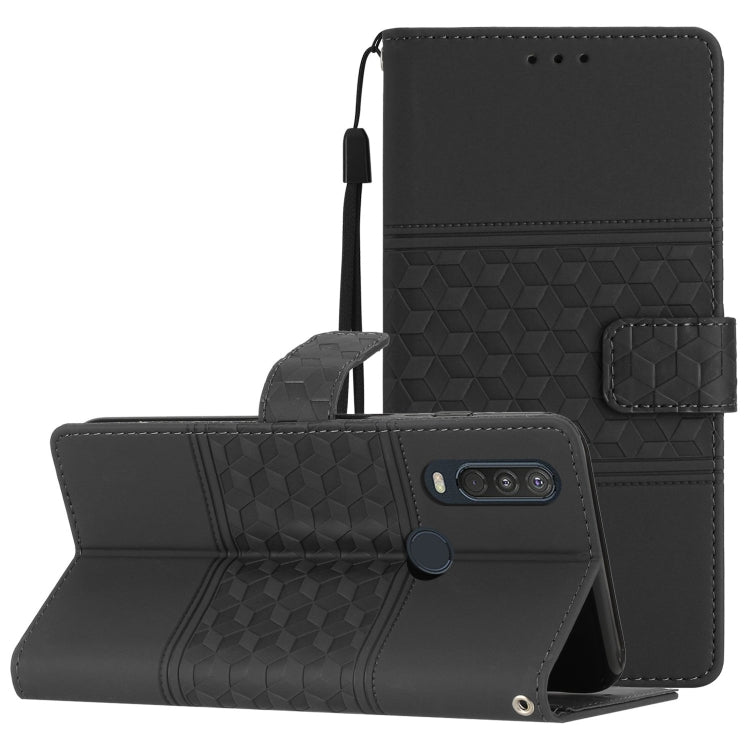 Custodia per telefono in pelle con effetto pelle goffrata a diamante con cordino, For Motorola Moto G62, For Motorola Moto One Action