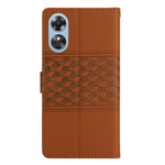 Custodia per telefono in pelle con effetto pelle goffrata a diamante con cordino, For OPPO A17, For OPPO A57 2022, For OPPO A74 / A54 / A93, For OPPO A76 / A36 / A96