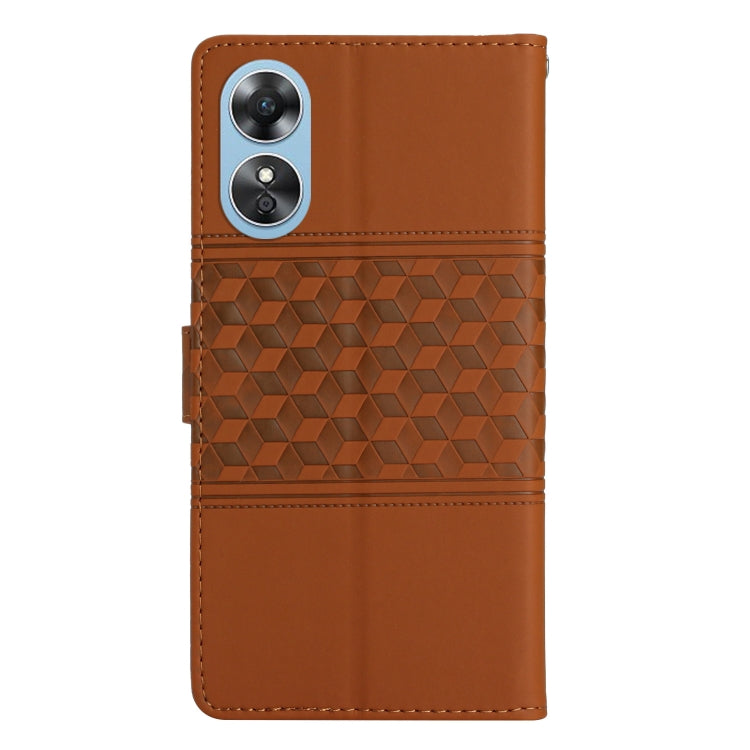Custodia per telefono in pelle con effetto pelle goffrata a diamante con cordino, For OPPO A17, For OPPO A57 2022, For OPPO A74 / A54 / A93, For OPPO A76 / A36 / A96