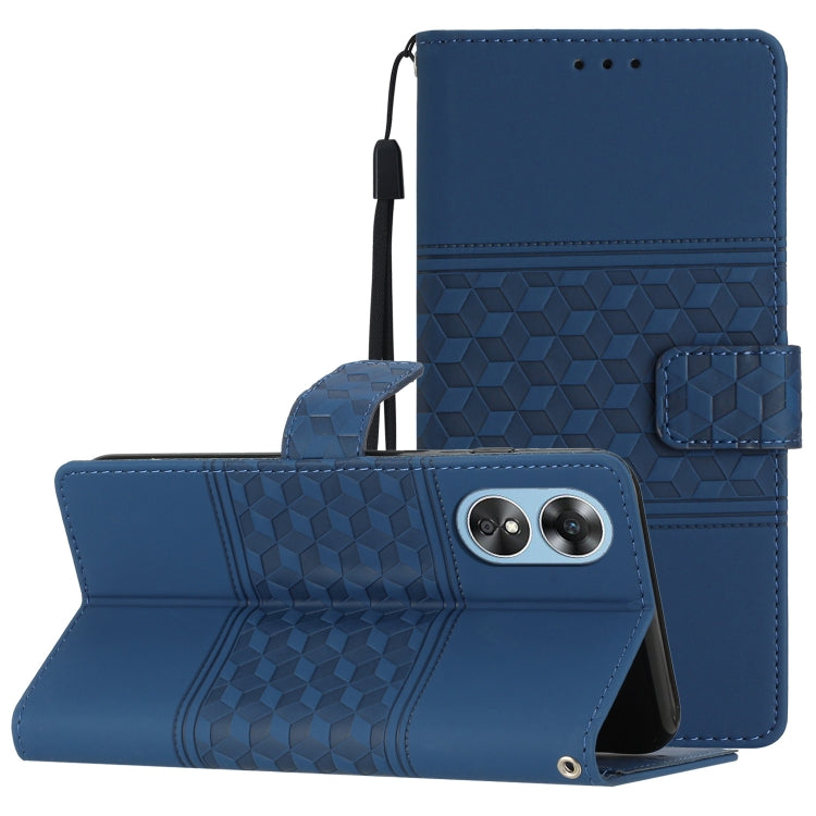 Custodia per telefono in pelle con effetto pelle goffrata a diamante con cordino, For OPPO A17, For OPPO A57 2022, For OPPO A74 / A54 / A93, For OPPO A76 / A36 / A96
