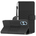 Custodia per telefono in pelle con effetto pelle goffrata a diamante con cordino, For OPPO A17, For OPPO A57 2022, For OPPO A74 / A54 / A93, For OPPO A76 / A36 / A96