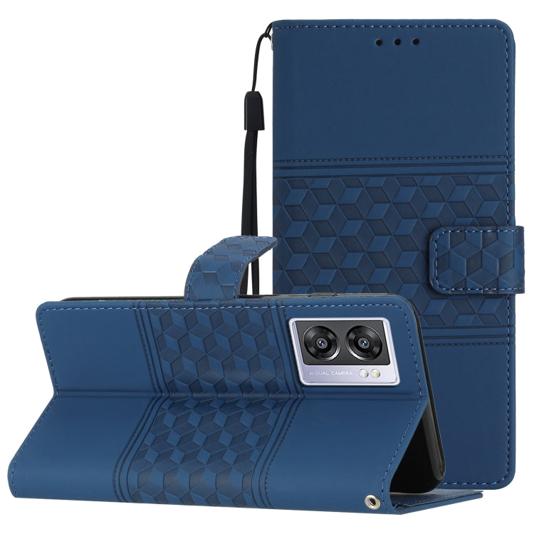 Custodia per telefono in pelle con effetto pelle goffrata a diamante con cordino, For OPPO A17, For OPPO A57 2022, For OPPO A74 / A54 / A93, For OPPO A76 / A36 / A96