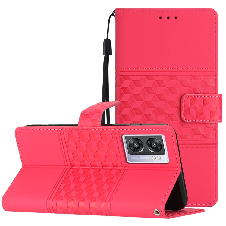 Custodia per telefono in pelle con effetto pelle goffrata a diamante con cordino, For OPPO A17, For OPPO A57 2022, For OPPO A74 / A54 / A93, For OPPO A76 / A36 / A96