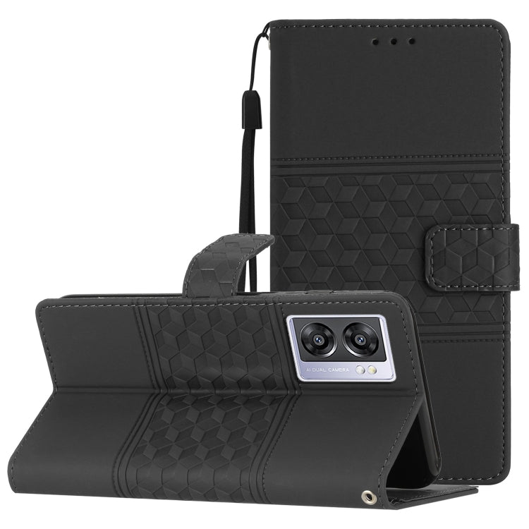 Custodia per telefono in pelle con effetto pelle goffrata a diamante con cordino, For OPPO A17, For OPPO A57 2022, For OPPO A74 / A54 / A93, For OPPO A76 / A36 / A96