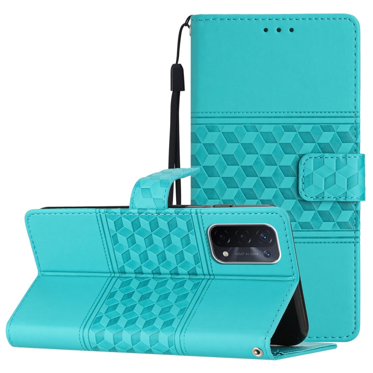 Custodia per telefono in pelle con effetto pelle goffrata a diamante con cordino, For OPPO A17, For OPPO A57 2022, For OPPO A74 / A54 / A93, For OPPO A76 / A36 / A96
