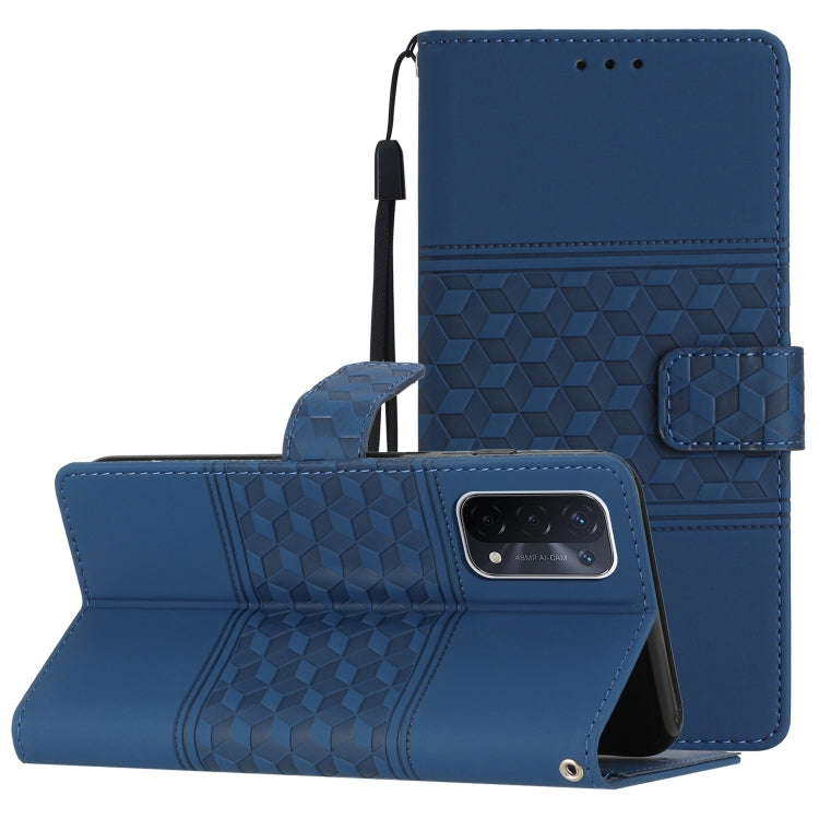 Custodia per telefono in pelle con effetto pelle goffrata a diamante con cordino, For OPPO A17, For OPPO A57 2022, For OPPO A74 / A54 / A93, For OPPO A76 / A36 / A96