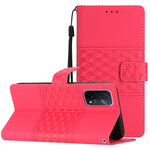 Custodia per telefono in pelle con effetto pelle goffrata a diamante con cordino, For OPPO A17, For OPPO A57 2022, For OPPO A74 / A54 / A93, For OPPO A76 / A36 / A96