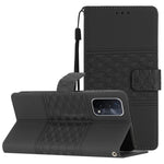 Custodia per telefono in pelle con effetto pelle goffrata a diamante con cordino, For OPPO A17, For OPPO A57 2022, For OPPO A74 / A54 / A93, For OPPO A76 / A36 / A96