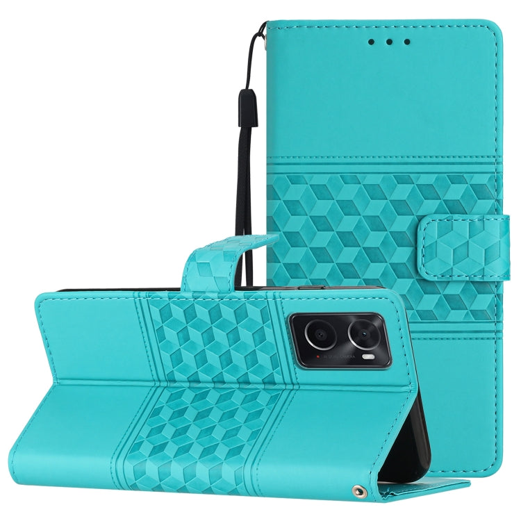 Custodia per telefono in pelle con effetto pelle goffrata a diamante con cordino, For OPPO A17, For OPPO A57 2022, For OPPO A74 / A54 / A93, For OPPO A76 / A36 / A96