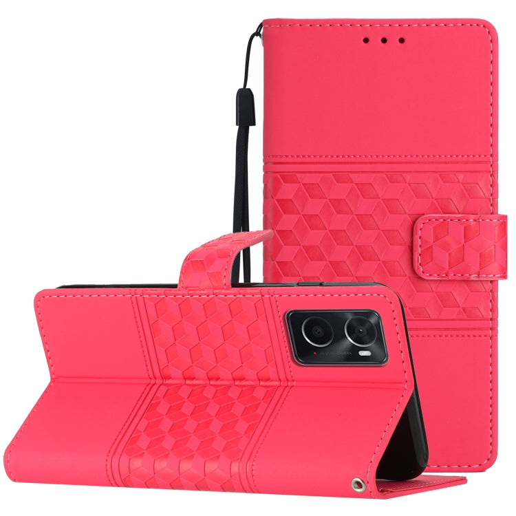 Custodia per telefono in pelle con effetto pelle goffrata a diamante con cordino, For OPPO A17, For OPPO A57 2022, For OPPO A74 / A54 / A93, For OPPO A76 / A36 / A96