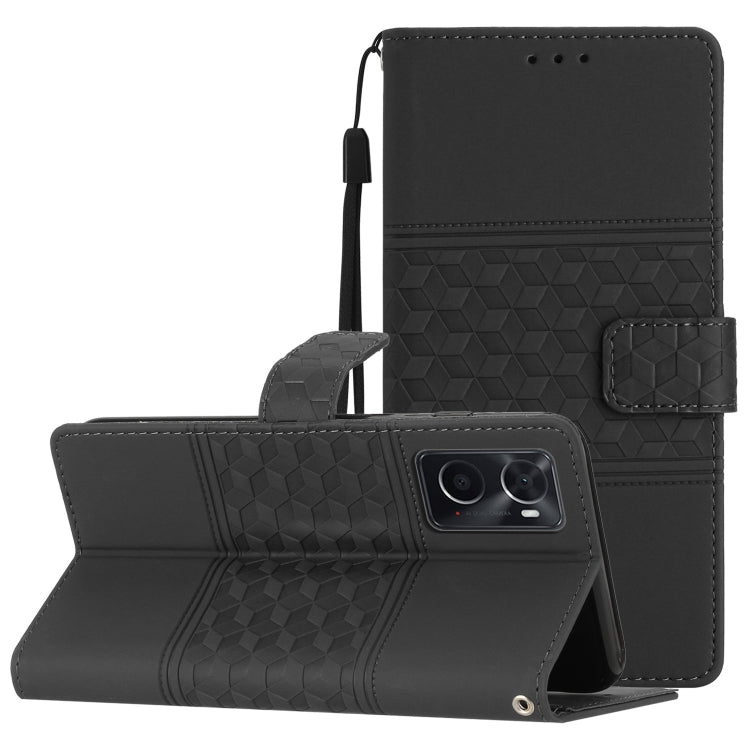 Custodia per telefono in pelle con effetto pelle goffrata a diamante con cordino, For OPPO A17, For OPPO A57 2022, For OPPO A74 / A54 / A93, For OPPO A76 / A36 / A96