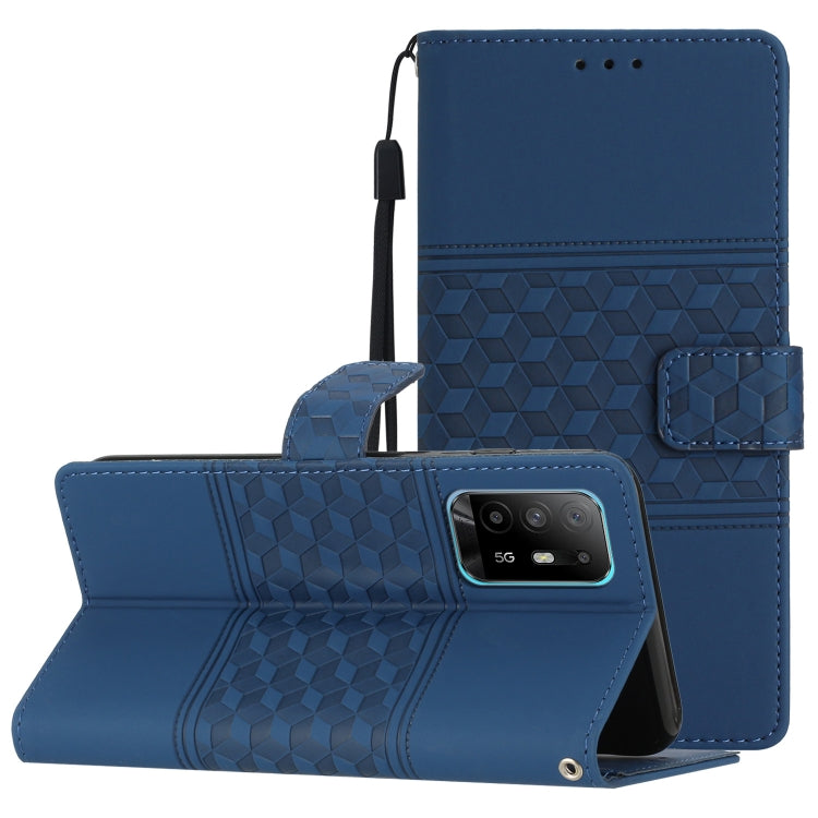 Custodia per telefono in pelle con effetto pelle goffrata a diamante con cordino, For OPPO A94 5G, For OPPO Find X5, For OPPO Find X5 Lite, For OPPO Find X5 Pro