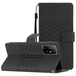 Custodia per telefono in pelle con effetto pelle goffrata a diamante con cordino, For OPPO A94 5G, For OPPO Find X5, For OPPO Find X5 Lite, For OPPO Find X5 Pro