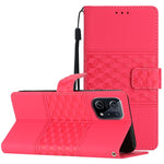 Custodia per telefono in pelle con effetto pelle goffrata a diamante con cordino, For OPPO A94 5G, For OPPO Find X5, For OPPO Find X5 Lite, For OPPO Find X5 Pro