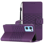 Custodia per telefono in pelle con effetto pelle goffrata a diamante con cordino, For OPPO A94 5G, For OPPO Find X5, For OPPO Find X5 Lite, For OPPO Find X5 Pro