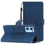 Custodia per telefono in pelle con effetto pelle goffrata a diamante con cordino, For OPPO A94 5G, For OPPO Find X5, For OPPO Find X5 Lite, For OPPO Find X5 Pro