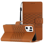 Custodia per telefono in pelle con effetto pelle goffrata a diamante con cordino, For OPPO A94 5G, For OPPO Find X5, For OPPO Find X5 Lite, For OPPO Find X5 Pro