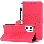 Custodia per telefono in pelle con effetto pelle goffrata a diamante con cordino, For OPPO A94 5G, For OPPO Find X5, For OPPO Find X5 Lite, For OPPO Find X5 Pro