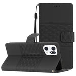 Custodia per telefono in pelle con effetto pelle goffrata a diamante con cordino, For OPPO A94 5G, For OPPO Find X5, For OPPO Find X5 Lite, For OPPO Find X5 Pro