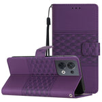 Custodia per telefono in pelle con effetto pelle goffrata a diamante con cordino, For OPPO Reno8 5G, For OPPO Reno8 Lite 5G, For OPPO Reno8 Pro 5G