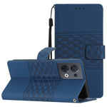 Custodia per telefono in pelle con effetto pelle goffrata a diamante con cordino, For OPPO Reno8 5G, For OPPO Reno8 Lite 5G, For OPPO Reno8 Pro 5G