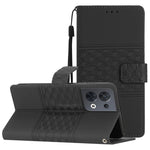 Custodia per telefono in pelle con effetto pelle goffrata a diamante con cordino, For OPPO Reno8 5G, For OPPO Reno8 Lite 5G, For OPPO Reno8 Pro 5G