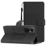 Custodia per telefono in pelle con effetto pelle goffrata a diamante con cordino, For OPPO Reno8 5G, For OPPO Reno8 Lite 5G, For OPPO Reno8 Pro 5G