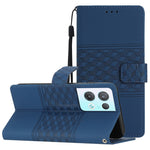 Custodia per telefono in pelle con effetto pelle goffrata a diamante con cordino, For OPPO Reno8 5G, For OPPO Reno8 Lite 5G, For OPPO Reno8 Pro 5G